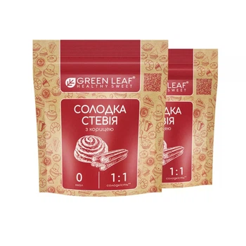 Сладкая Стевия с корицей (1:1) 100г GREEN LEAF полезный заменитель сахара