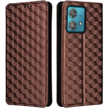 Чехол Deexe Rhombus Book для Motorola Edge 40 Neo - Brown