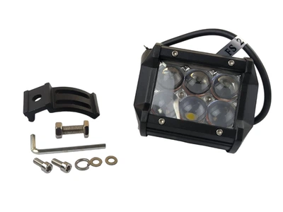 Фара светодиодная дальнего света с линзой 5D (6 led, дополнительная с крепежом, прямоугольная)