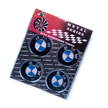 Наклейка на колесный диск/колпак d-60 мм BMW черная (к-кт 4 шт) Sahler