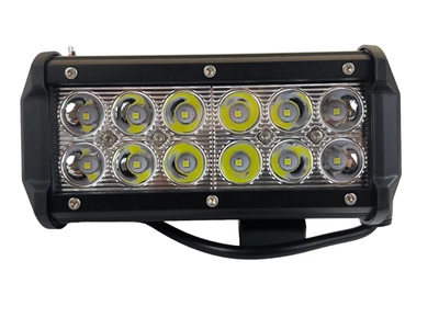 Фара светодиодная дальнего света (12 led, дополнительная с крепежом, прямоугольная)