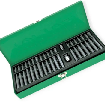 Набір біт 10мм з перехід. 1/2", 3/8" TORX,HEX,SPLINE 40 шт (мет. бокс) Toptul