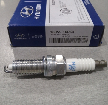 Свеча зажигания Hyundai/Kia/Mobis Hyundai Elantra, i20, i30, ix20; Kia Carens, Ceed, Rio, Rondo, Soul, Venga 1.4; 1.6, M12x1.25x26.5 ( LZKR6B-10E ) (18855-10060)
