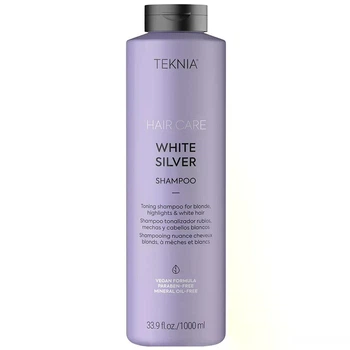 Тонировочный шампунь Lakme для нейтрализации желтого оттенка волос Teknia White Silver Shampoo 1000 мл