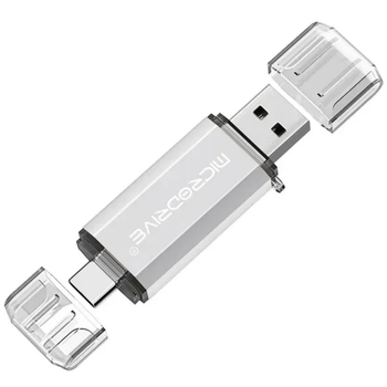 USB Флешка металлическая 2в1 256GB Type-C/USB 2.0 OTG MicroDrive Серый