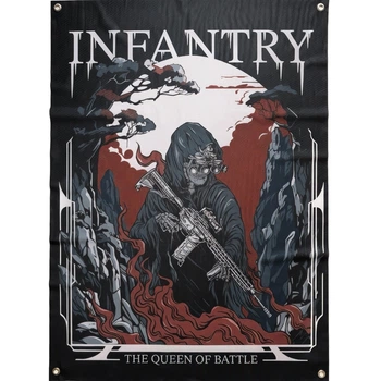 Плакат флаг Infantry The Queen of Battle — тактический баннер 100×70 см на люверсах