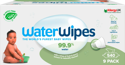 Zestaw chusteczek nawilżanych WaterWipes Soapberry BIO dla dzieci 9 x 60 szt (5099514200711)