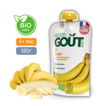 Пюре фруктове Good Gout BIO Банан для дітей від 4 місяців, 120 г
