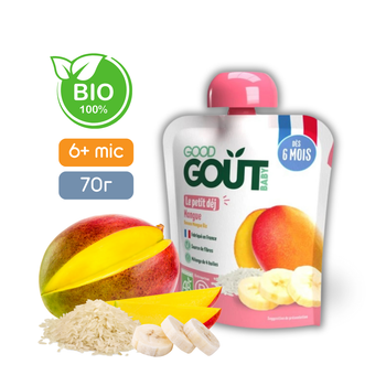Фруктове пюре десерт Good Gout BIO Манговий сніданок для дітей від 6 місяців, 70 г