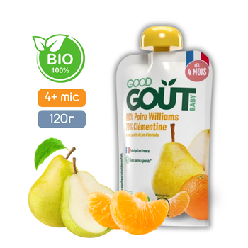 Пюре фруктове Good Gout BIO Груша з клементином для дітей від 4 місяців, 120 г