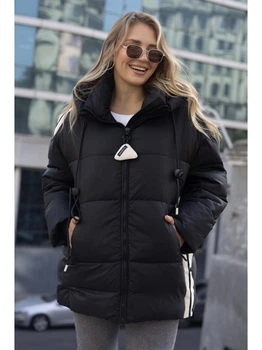 Зимняя женская удлиненная oversize куртка YIMOSIS M черная 916152
