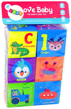 М’які кубики Lean Toys із м’якою головоломкою, з малюнками 6 елементів 12084 (5904665997901)