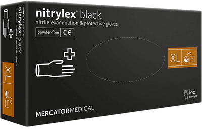Рукавички Mercator Medical Nitrylex Black нітрилові нестерильні неприпудрені XL 100 шт Чорні (17204500)