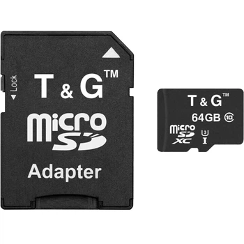Карта памяти T&G microSDXC 64GB (UHS-I U3) W-30 MB/s, R-80 MB/s Class 10 (TG-64GBSDU3CL10-01) + SD Adapter