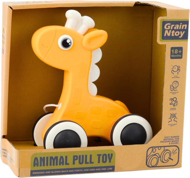 Zabawka do ciągnięcia na sznurku LEAN Toys Żyrafa z piszczałką Żółta 22910 (5905991052593)