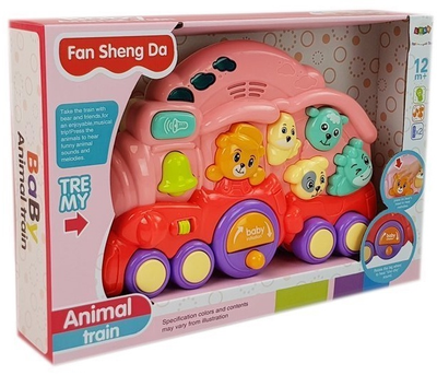 Zabawka interaktywna dla dzieci LEAN Toys Lokomotywa z odgłosami i dźwiękami zwierząt oraz efektami świetlnymi Różowa 8501 (5903802458909)