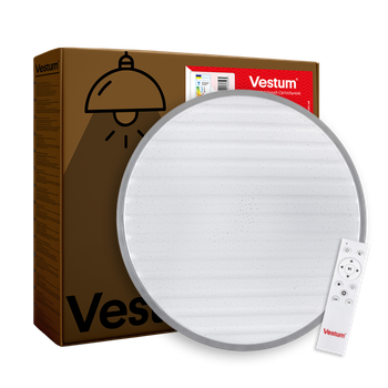 Стельовий світильник Vestum GRILL зоряне небо 60W 375*60мм 3000К-6500К з ДК срібло