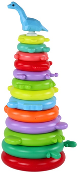 Piramidka z układankami LEAN Toys Żyrafa 13 kółek Kolorowa 17542 (5905991003915)