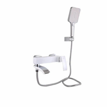 Смеситель для ванны Qtap Swan Cascada c душевым гарнитуром QTSWA260CRW45569 белый/хром