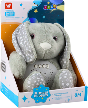 Projektor-zabawka pluszowa LEAN Toys Królik usypiający z dźwiękami i światłami Szary 22835 (5905991051848)