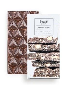Молочний шоколад Ineo products 38% з коноплею та яблуком, 100 г
