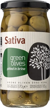 Оливки Sativa Зеленые без косточек в рассоле 370 г (5204108337715)