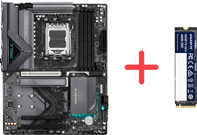 Материнская плата Gigabyte X870 EAGLE WIFI7 (sAM5, AMD X870, PCI-Ex16)+ SSD диск Gigabyte Gen4 4000E 500GB M.2 2280 NVMe PCIe 4.0 x4 3D NAND Flash в подарок!