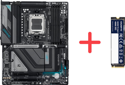 Материнская плата Gigabyte X870 GAMING X WIFI7 (sAM5, AMD X870, PCI-Ex16)+ SSD диск Gigabyte Gen4 4000E 500GB M.2 2280 NVMe PCIe 4.0 x4 3D NAND Flash в подарок!