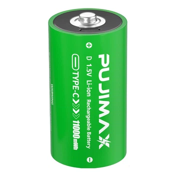 Аккумулятор батарейка Тип D (R20, 373, LR20, L20) Pujimax с USB Type-C, 11000mWh (16229)