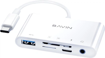 USB-хаб Bavin OTG-32 5 портов USB 3.0/TF/SD/Type-C/AUX 3.5 White