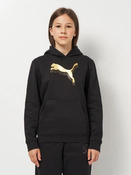 Підліткове тепле худі на флісі для дівчинки Puma ESS METALLIC 68973951 146-152 см Puma Black-metallic gold (4069157482585)