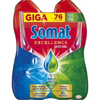 Гель для посудомоечной машины Somat Excellence Duo Gel антижир комплект по 684 мл 2 шт для ПММ
