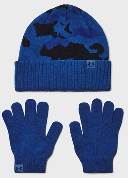 Набор шапки и перчатки UA B Beanie/Glove Combo синий, красный Дети OFSM 1386641-432