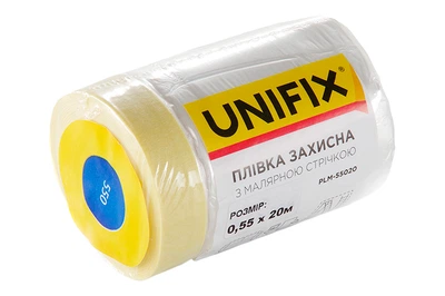 Плівка захисна з малярною стрічкою Unifix 0.55 х 20 м захист для меблів та підлоги при ремонті (DR-P_33IT)