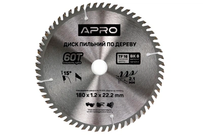 Диск пильный по дереву Apro - 180 x 22,220мм x 60T