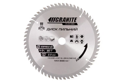 Диск пильный Granite 230 x 60T x 22.2 мм (5-23-060)