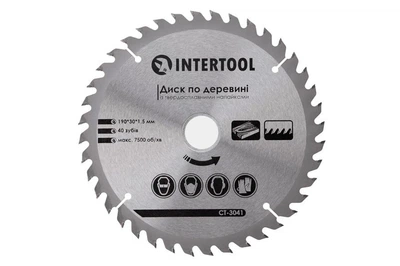 Диск пильний Intertool 190 х 40T х 30 мм (CT-3041)