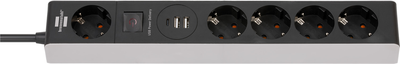 Przedłużacz Brennenstuhl Premium-Line 5 gniazdek, ładowanie USB 1.5 m (1159780615)