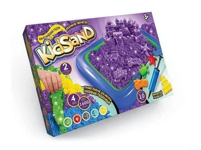 Детская игрушка-антистресс, кинетический песок KidSand 1600г+песочница KS-02-01U, DANKO