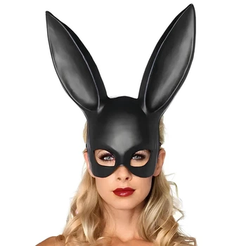 Маска кролика PlayBoy RESTEQ 36 см — черная матовая костюмная маска для вечеринок, косплея и Хэллоуина 4912151