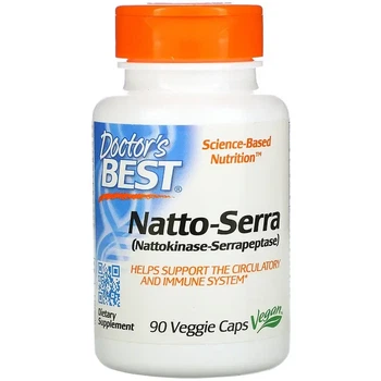 Наттокиназа и серрапептаза, Best Natto-Serra, Doctor's Best, 90 капсул