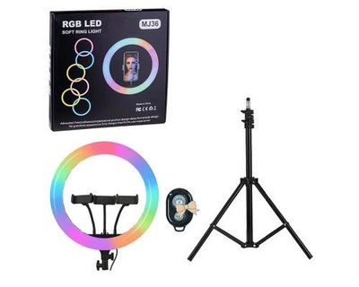 Селфи кольцо MJ-36 RGB яркое освещение 36 см 10 уровней яркости
