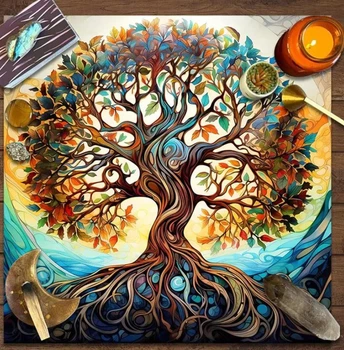 Алтарная скатерть для карт Таро и Рун 49*49 см. Древо жизни "Mystical world"
