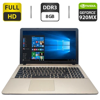Ноутбук Asus R541N / 15.6" (1920x1080) TN / Intel Pentium N4200 (4 ядра по 2.5 GHz) / 8 GB DDR3 / 500 GB HDD / nVidia GeForce 920MX, 2 GB GDDR3, 64-bit / WebCam б/у