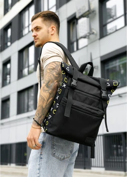 Мужской рюкзак-ролл Sambag RollTop LTT черно-оранжевый Oxford городской многофункциональный рюкзак 51941