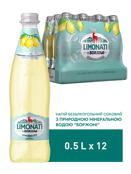 Упаковка сильногазованого лимонаду Borjomi Limonati Цитрус 0,5 л х 12 пляшок