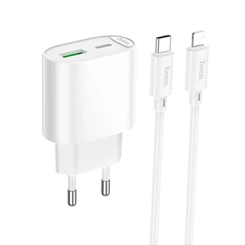 Мережевий зарядний пристрій HOCO C109A Fighter charger Lightning cable 20W White