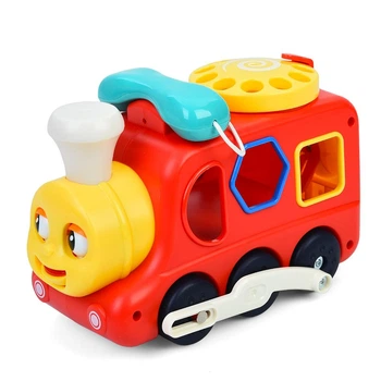Подвижной паровозик HE9981 с 6 фигурами и игрушечным телефоном