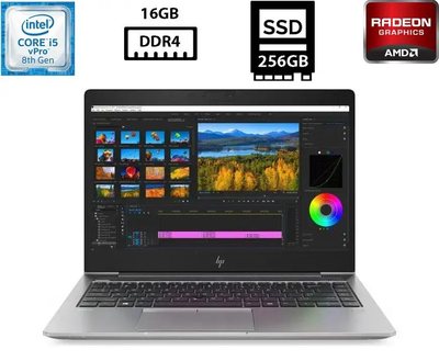 Ноутбук Hewlett Packard ZBook 14u G5 14” IPS 1920x1080 Core i5-8250U 1.60GHz 16GB DDR4 SSD 256GB Radeon Pro WX3100 2GB Камера (HZ14UG5G5R16S256B1) Б/У