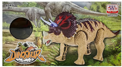 Динозавр LEAN Toys Трицератопс на батарейках Зелений 6639 (5908275994602)